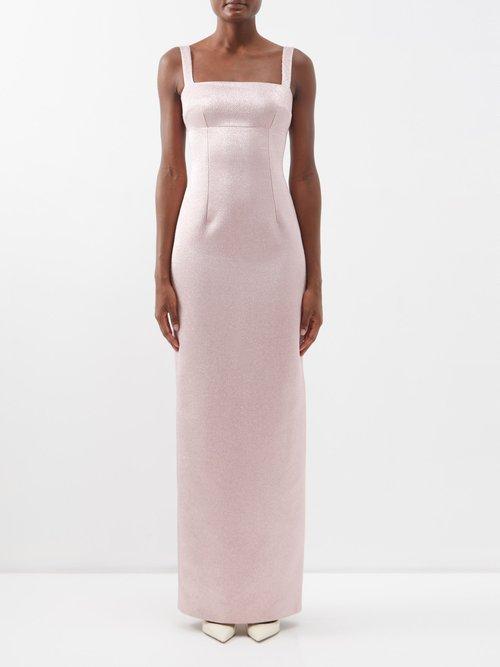 Emilia Wickstead - Michelina Square-neck Cloqu-lam Gown - Womens - Pink