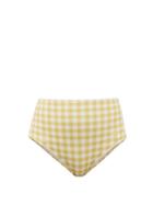 Matchesfashion.com Ephemera - Gingham Recycled Fibre-blend Bikini Briefs - Womens - Yellow Multi
