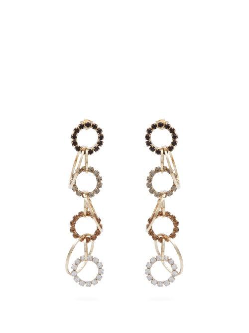 Matchesfashion.com Rosantica By Michela Panero - Rock Crystal Encrusted Hoop Drop Earrings - Womens - Multi