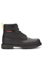 Matchesfashion.com Heron Preston - Logo Stamped Lace Up Leather Boots - Mens - Black