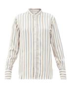 Matchesfashion.com Wales Bonner - Gladstone Stripe-jacquard Twill Shirt - Womens - White Multi