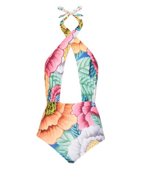 Mara Hoffman Floral-print Cross-front Swimsuit