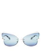 Matchesfashion.com Valentino - Butterfly Rimless Metal Sunglasses - Womens - Silver