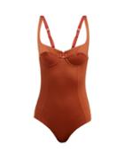 Matchesfashion.com Reina Olga - Bardot Underwired Swimsuit - Womens - Red