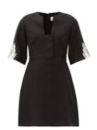 Matchesfashion.com Zeus + Dione - Dokos Embroidered Linen Mini Dress - Womens - Black