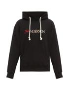 Matchesfashion.com Jw Anderson - Hooded Logo-embroidered Cotton-jersey Sweatshirt - Mens - Black