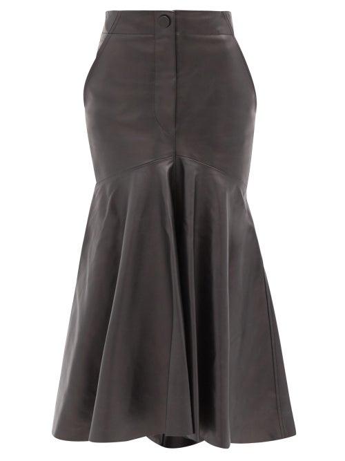 Matchesfashion.com Petar Petrov - Ryo Fishtail-hem Leather Skirt - Womens - Black