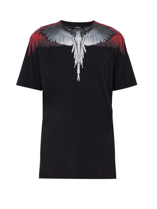 Matchesfashion.com Marcelo Burlon - Wings Print Cotton Jersey T Shirt - Mens - Black Red