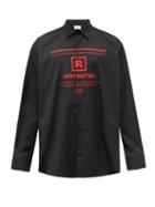 Mens Rtw Vetements - R-rated Logo-print Cotton-poplin Shirt - Mens - Black