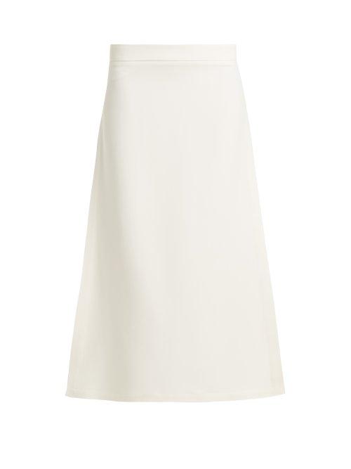 Matchesfashion.com Raey - Split Side Crepe A Line Midi Skirt - Womens - Ivory