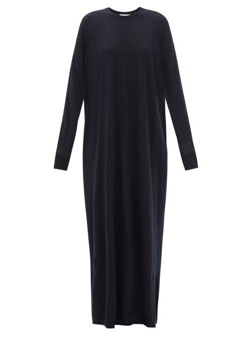 Raey - Responsible-cashmere Dropped-shoulder Knit Dress - Womens - Dark Navy