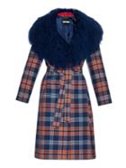 House Of Holland Shearling-collared Tartan Coat