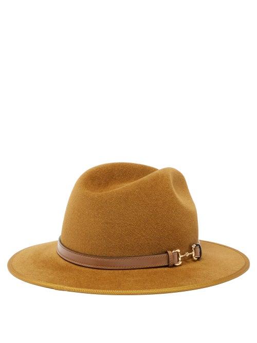 Gucci - Horsebit-strap Rabbit-felt Fedora Hat - Mens - Tan