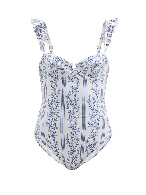 Matchesfashion.com Agua By Agua Bendita - Ajonjol Floral-print Underwired Swimsuit - Womens - White Multi