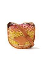 Isabel Marant - Botsy Raffia And Leather Cross-body Bag - Womens - Orange Multi