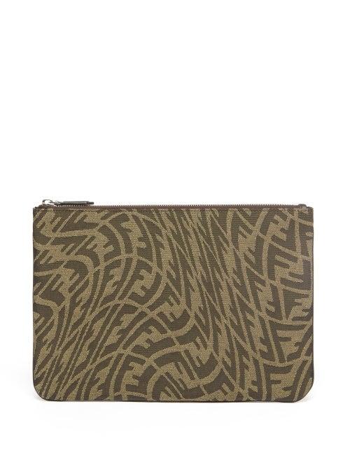 Mens Bags Fendi - Zipped Ff Vertigo-jacquard Pouch - Mens - Brown Multi
