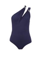 Matchesfashion.com On The Island By Marios Schwab - Double Boa One Shouldered Swimsuit - Womens - Navy