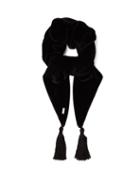 Matchesfashion.com Saint Laurent - Tassel Trimmed Velvet Bandana Scarf - Womens - Black