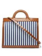 Marni - Summer Striped-canvas And Leather Tote - Womens - Blue Stripe