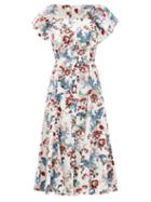 Matchesfashion.com Erdem - Maudie Ruffled Bird Blossom-print Cotton Dress - Womens - White Print