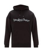 Matchesfashion.com Givenchy - Floral Logo Print Cotton Hooded Sweatshirt - Mens - Black