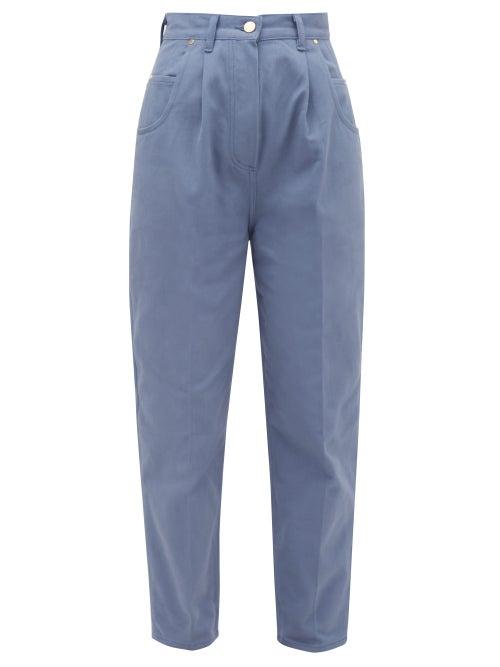 Matchesfashion.com Hillier Bartley - Bull Pleated High-rise Denim Jeans - Womens - Blue