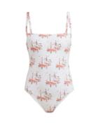 Matchesfashion.com Emilia Wickstead - Scarlet Sailboat Print Swimsuit - Womens - Pink Print
