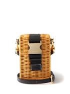 Sacai - Buckled Rattan Cross-body Basket Bag - Womens - Black Tan