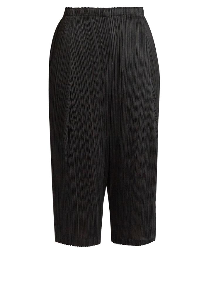 Pleats Please Issey Miyake Pleated Dropped-crotch Cropped Trousers