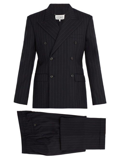 Matchesfashion.com Maison Margiela - Pinstripe Double Breasted Suit - Mens - Navy