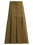 Matchesfashion.com Marni - Pleated Cotton Sateen Skirt - Womens - Dark Green