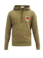 Matchesfashion.com Maison Kitsun - Fox Head Cotton-jersey Hooded Sweatshirt - Mens - Khaki