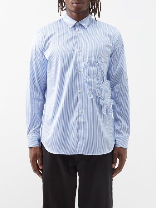 Comme Des Garons Shirt - Creatures Striped Cotton-poplin Shirt - Mens - Blue
