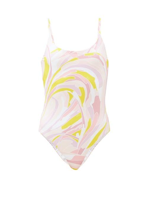 Matchesfashion.com Emilio Pucci - Printed Scoop-neck Swimsuit - Womens - Pink Multi