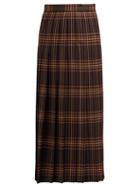 Matchesfashion.com Gucci - High Rise Pleated Tartan Wool Midi Skirt - Womens - Black Burgundy