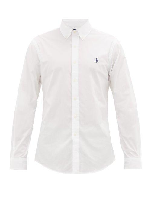 Matchesfashion.com Polo Ralph Lauren - Logo-embroidered Button-down Cotton Shirt - Mens - White