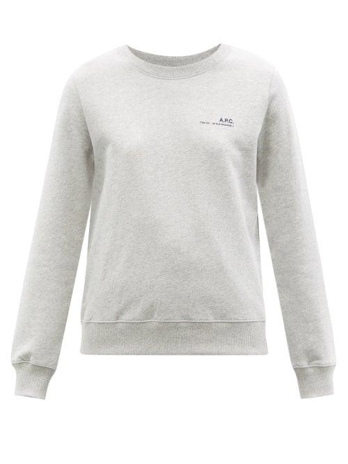 Ladies Rtw A.p.c. - Logo-print Cotton-jersey Sweatshirt - Womens - Light Grey