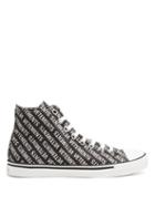 Matchesfashion.com Vetements - Logo Print High Top Canvas Trainers - Womens - Black White