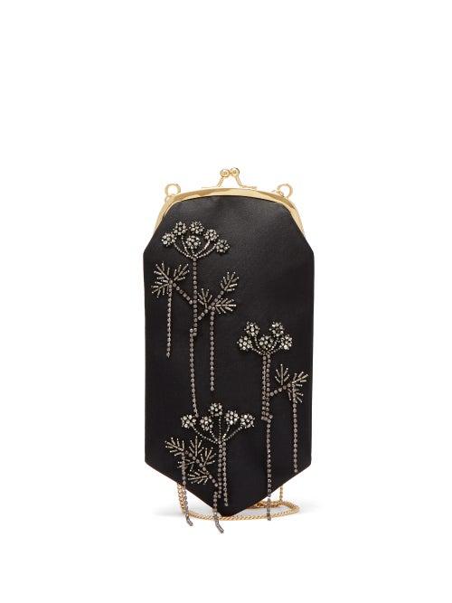 Matchesfashion.com Erdem - Beaded Mikado Silk Cross Body Bag - Womens - Black Multi