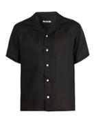 Matchesfashion.com Hecho - Short Sleeved Linen Shirt - Mens - Black