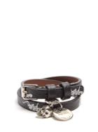 Alexander Mcqueen Skeleton-print Double-wrap Leather Bracelet
