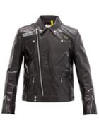 Matchesfashion.com 7 Moncler Fragment - Dwayne Lewis Logo-print Leather Biker Jacket - Mens - Black