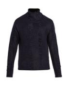 Matchesfashion.com Cottweiler - Cave Merino Wool And Mohair High Neck Sweater - Mens - Navy