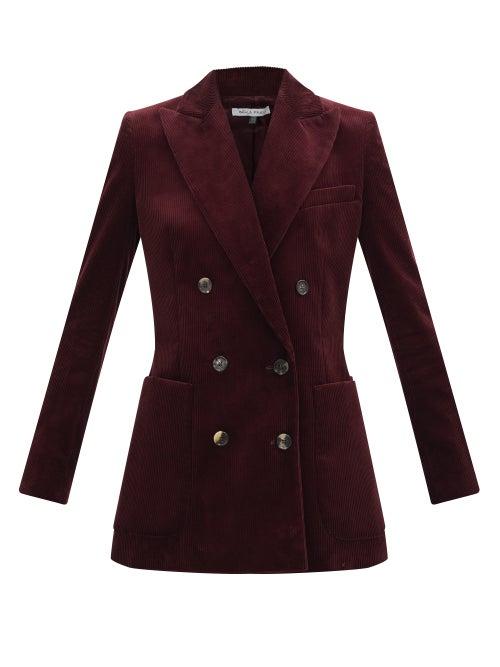 Matchesfashion.com Bella Freud - Bianca Double-breasted Corduroy Jacket - Womens - Burgundy