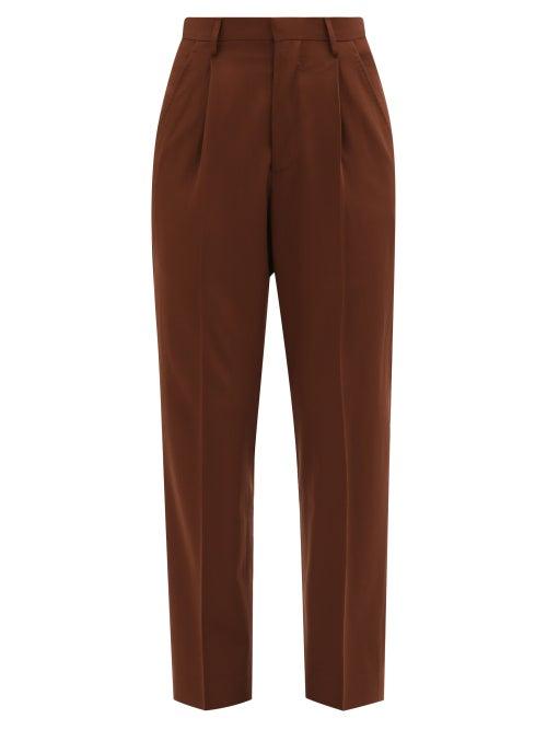 Umit Benan B+ - High-rise Pleated Wool Straight-leg Trousers - Womens - Brown