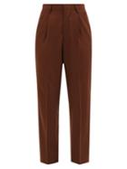 Umit Benan B+ - High-rise Pleated Wool Straight-leg Trousers - Womens - Brown