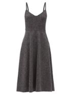 Matchesfashion.com Valentino - V-neck Wool-blend Tweed Midi Dress - Womens - Grey