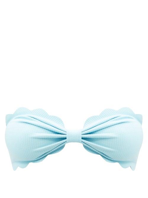 Marysia - Antibes Scalloped-edge Bandeau Bikini Top - Womens - Light Blue