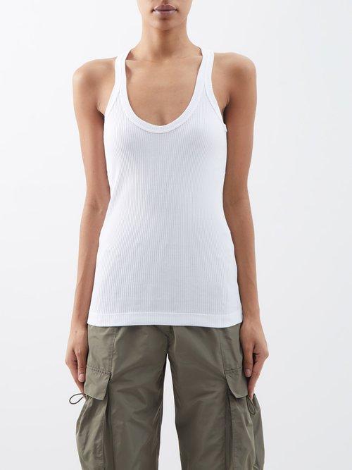 Brunello Cucinelli - Scoop-neck Ribbed Cotton-jersey Tank Top - Womens - White