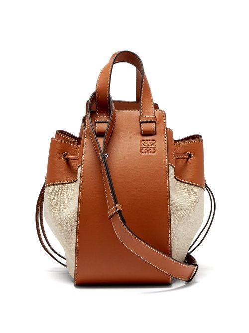 Matchesfashion.com Loewe - Hammock Small Linen And Leather Tote Bag - Womens - Tan Multi